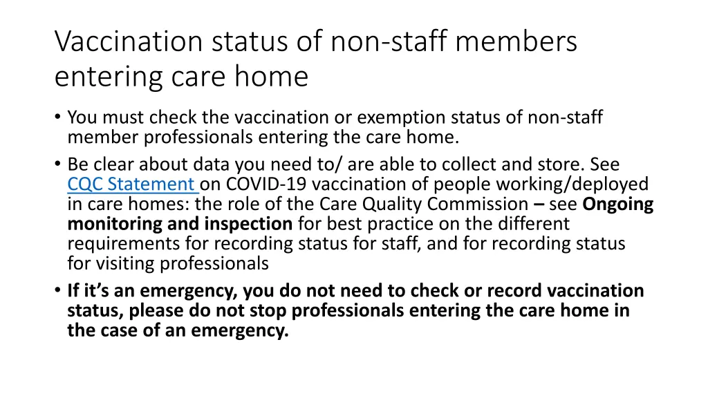 vaccination status of non staff members entering