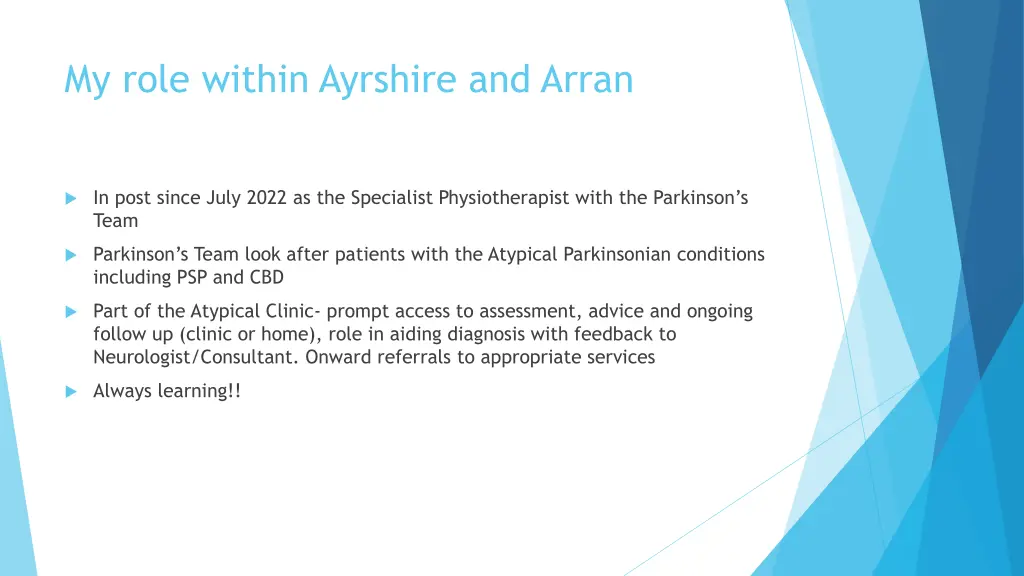 my role within ayrshire and arran