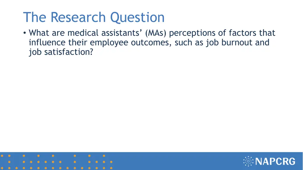 the research question what are medical assistants