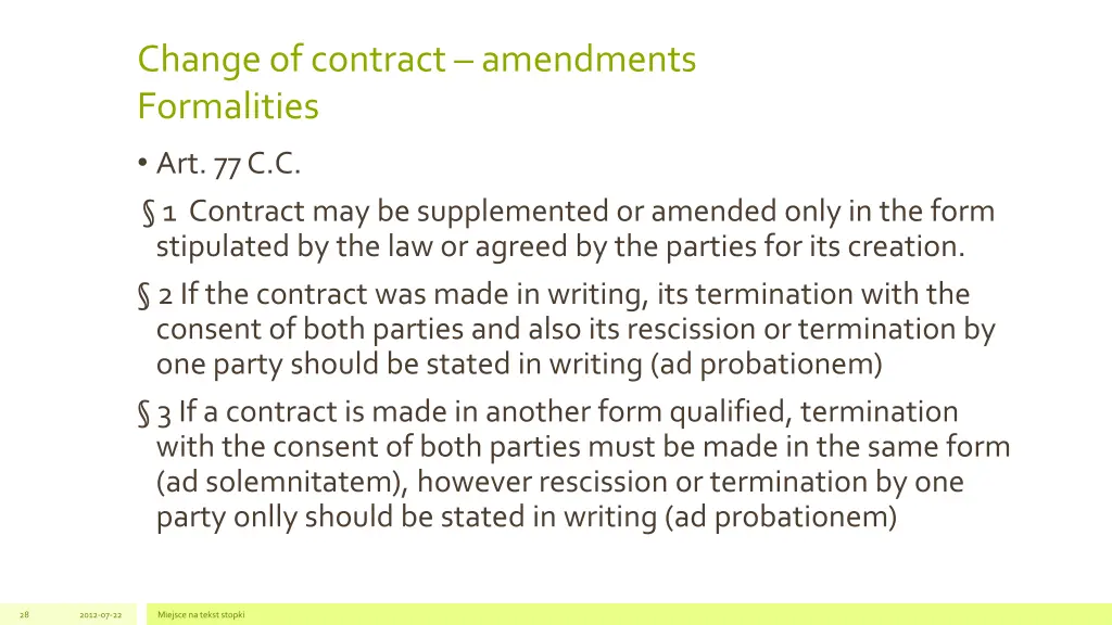 changeof contract amendments formalities