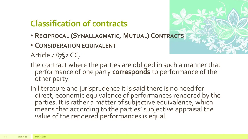 classification of contracts r eciprocal