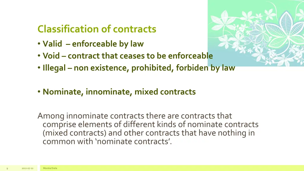 classification of contracts valid enforceable