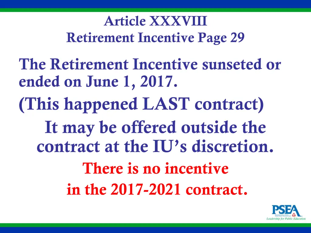 article xxxviii retirement incentive page 29