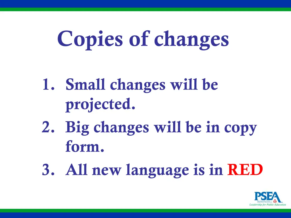 copies of changes