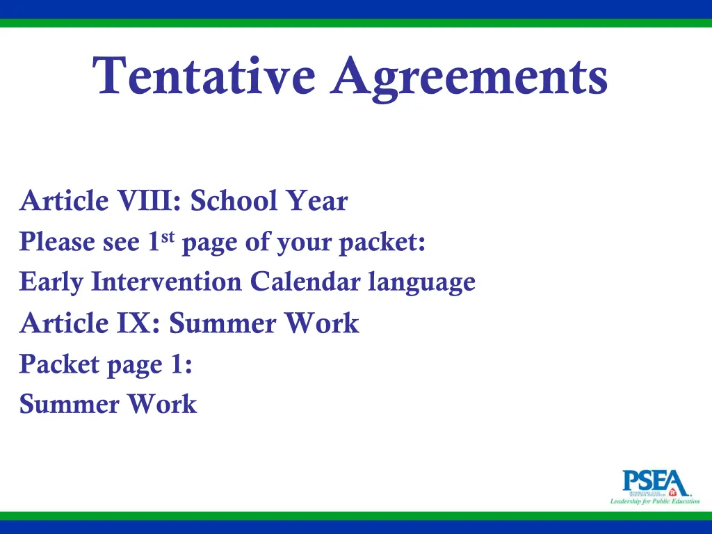 tentative agreements 1