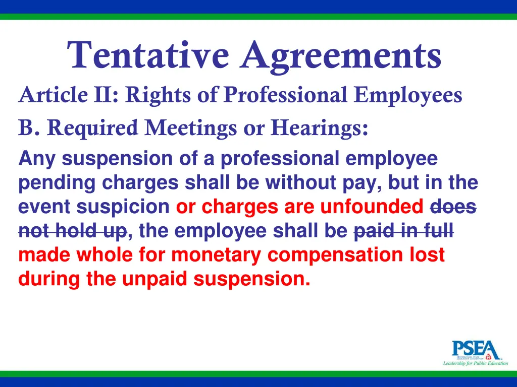 tentative agreements article ii rights