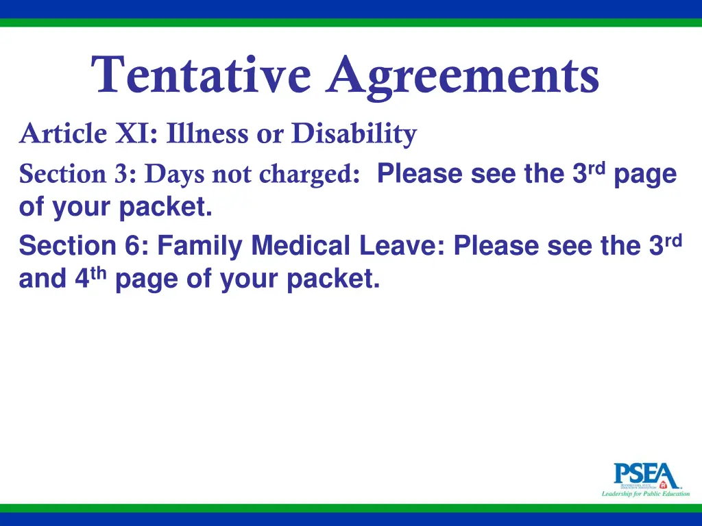 tentative agreements article xi illness