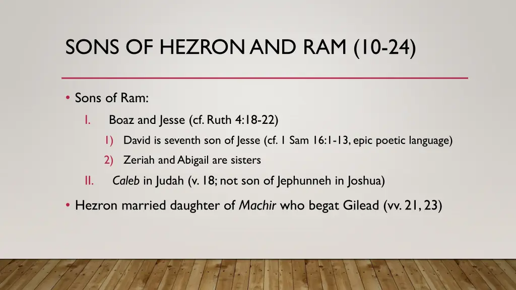 sons of hezron and ram 10 24