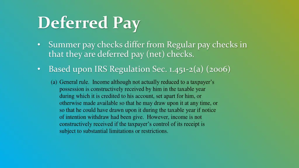 deferred pay