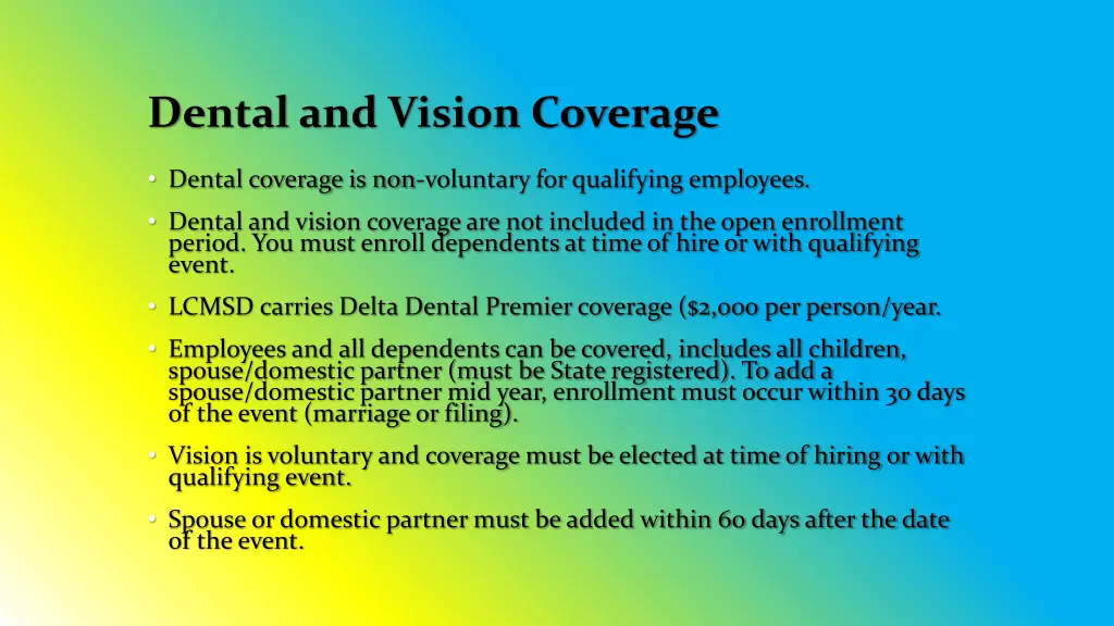 dental and vision coverage