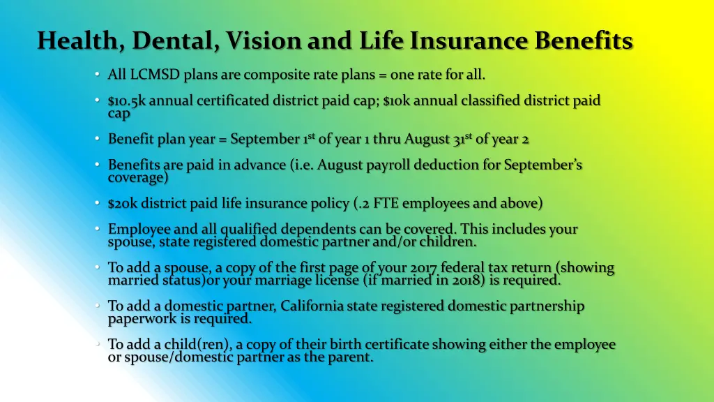 health dental vision and life insurance benefits