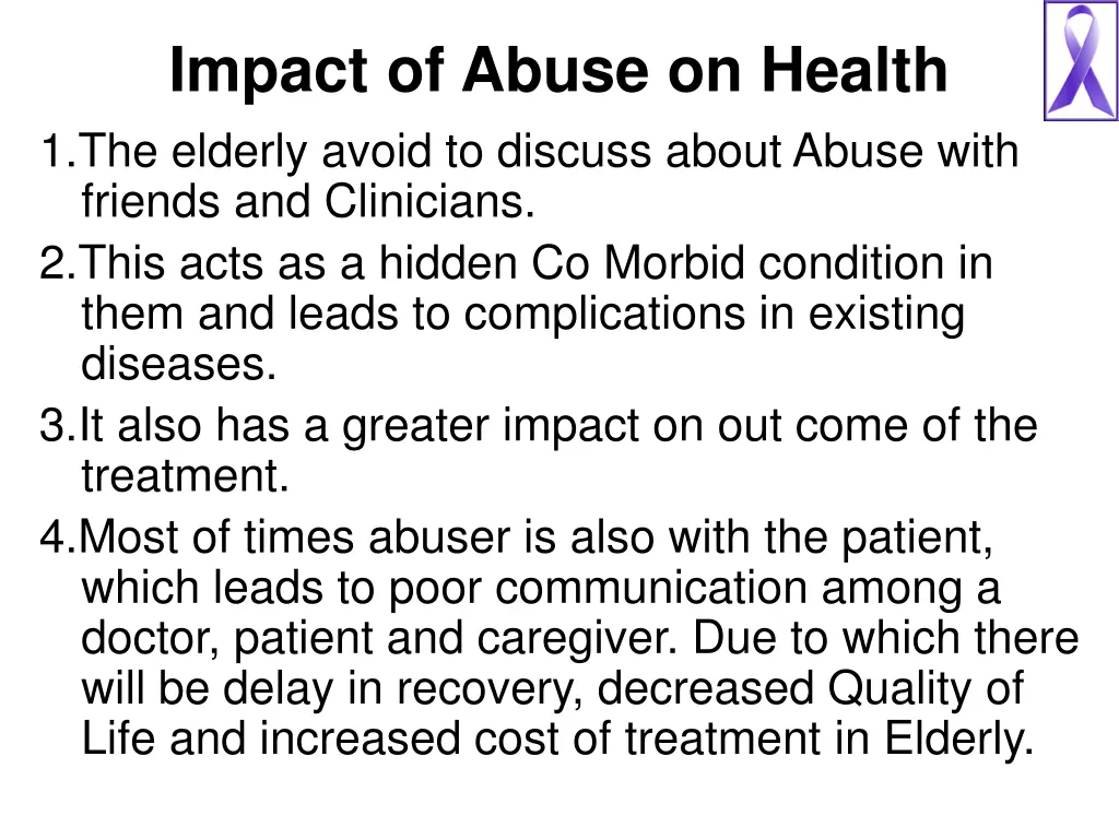 impact of abuse on health 1 the elderly avoid