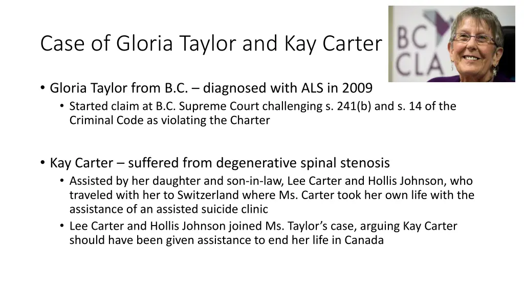 case of gloria taylor and kay carter