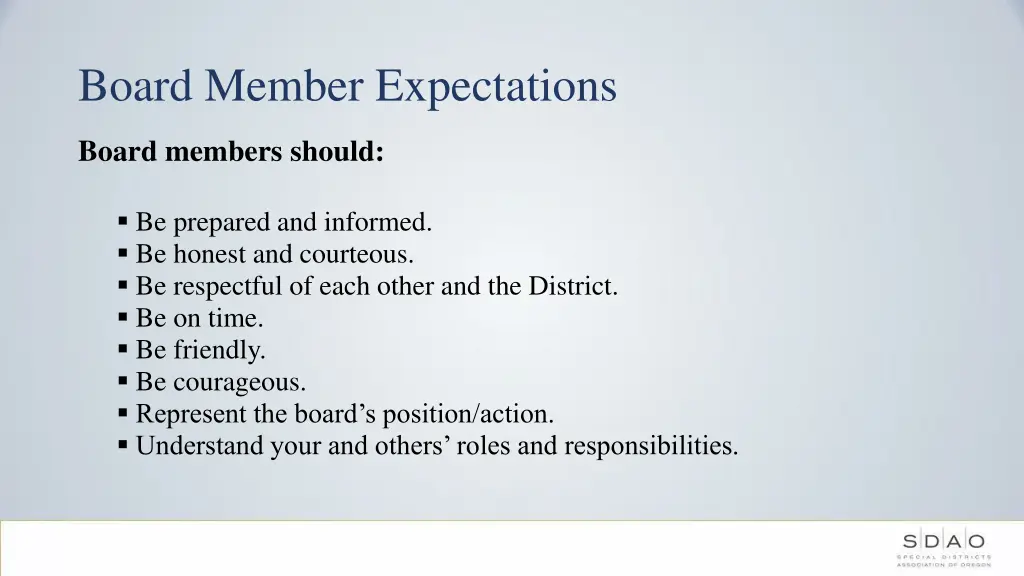 board member expectations