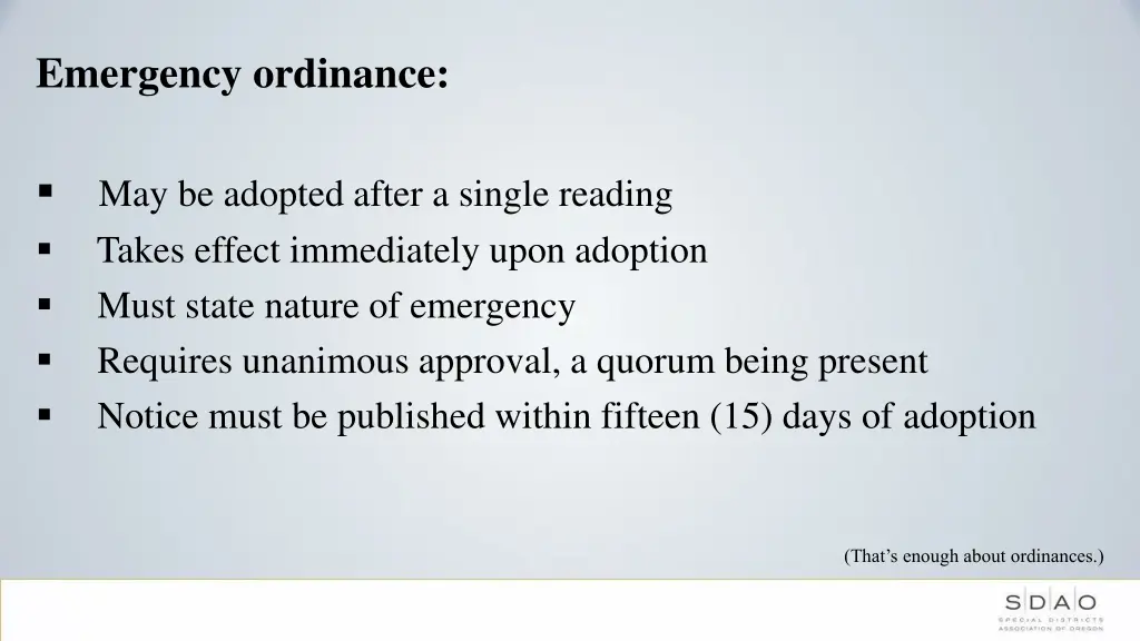 emergency ordinance