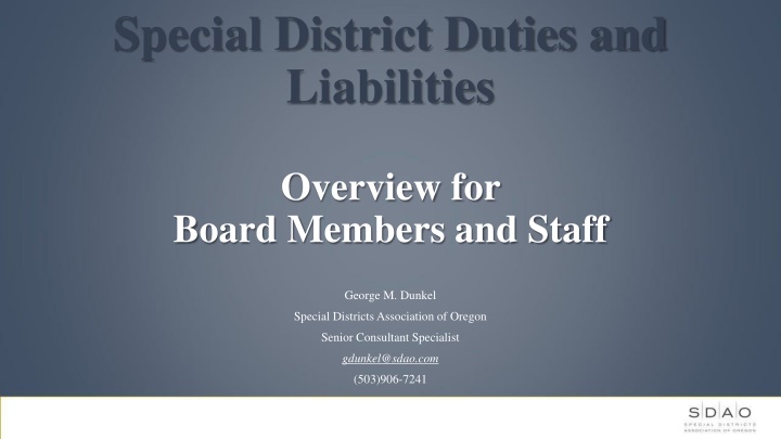 special district duties and liabilities