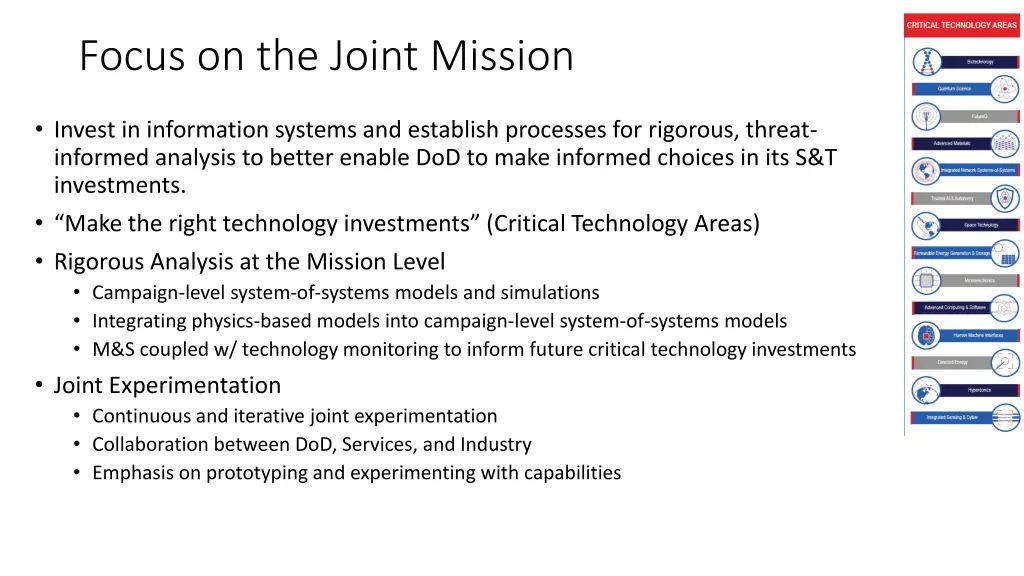 focus on the joint mission