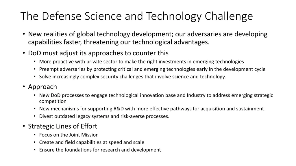 the defense science and technology challenge