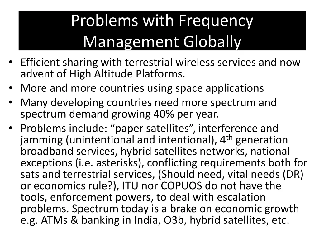 problems with frequency management globally