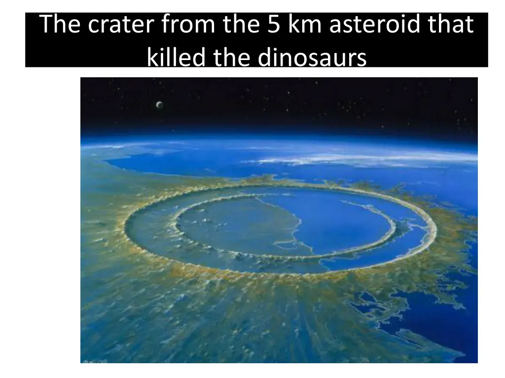 the crater from the 5 km asteroid that killed