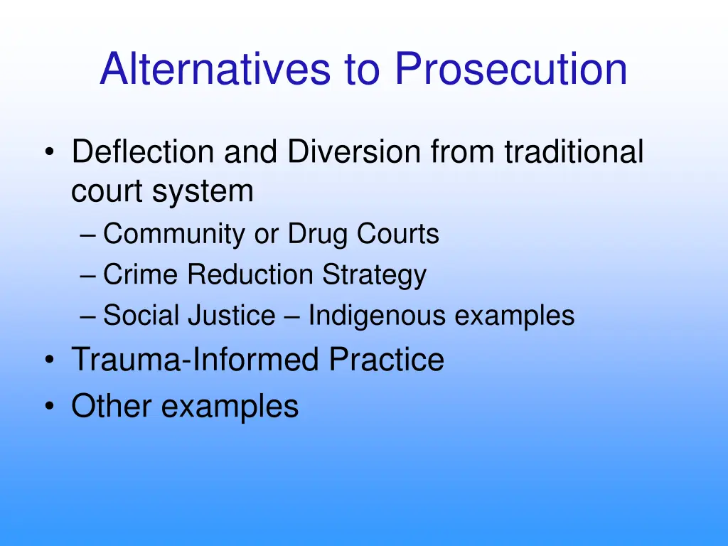 alternatives to prosecution