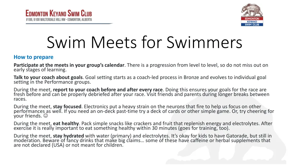 swim meets for swimmers how to prepare