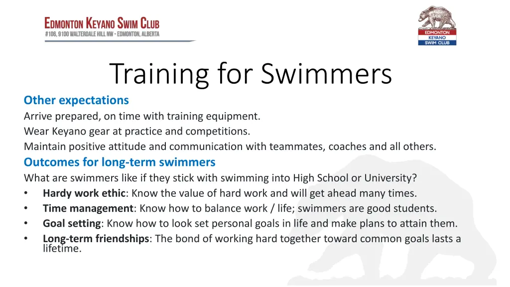 training for swimmers other expectations arrive