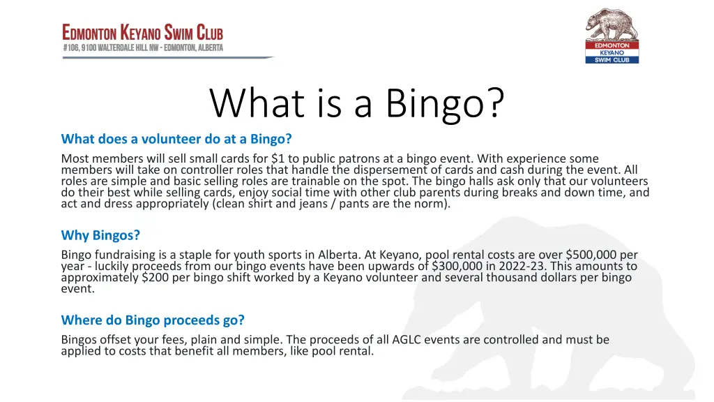 what is a bingo what does a volunteer