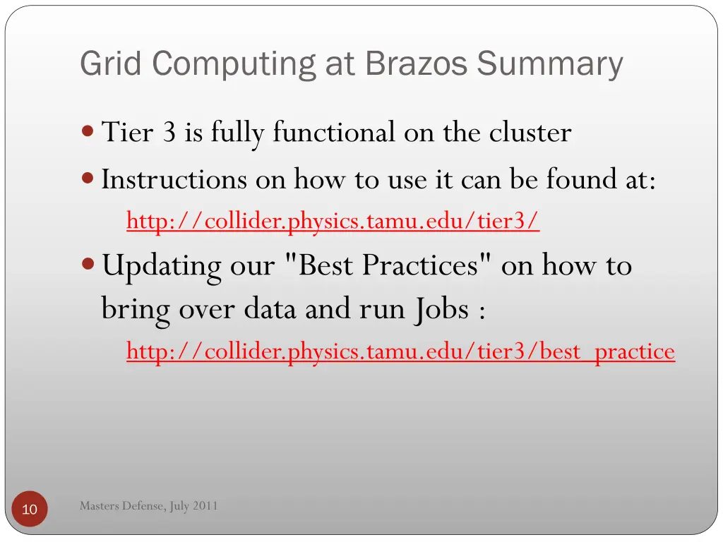 grid computing at brazos summary