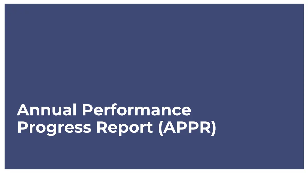 annual performance progress report appr