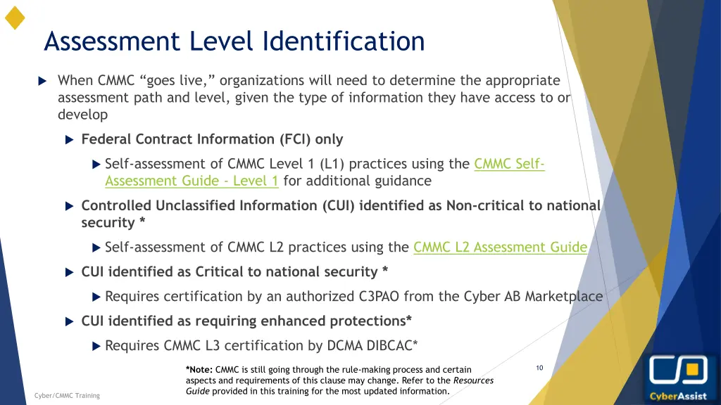 assessment level identification