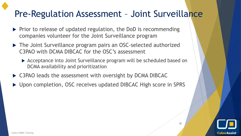 pre regulation assessment joint surveillance