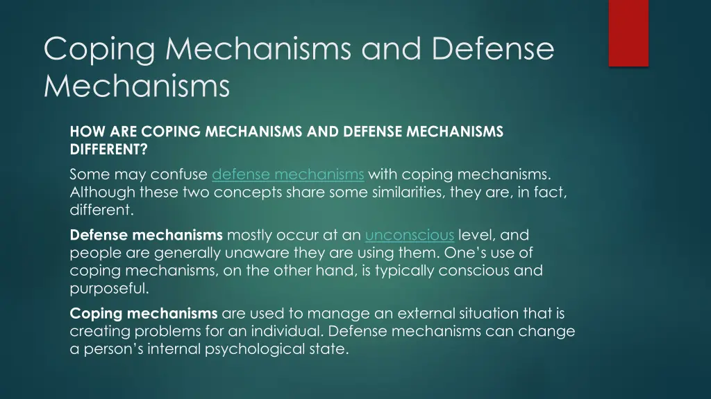 coping mechanisms and defense mechanisms