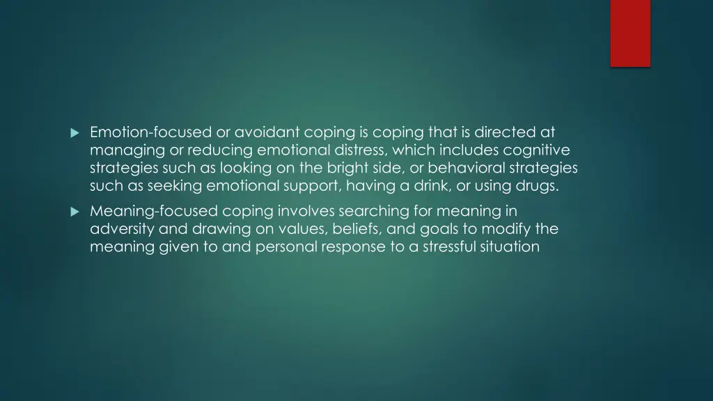 emotion focused or avoidant coping is coping that