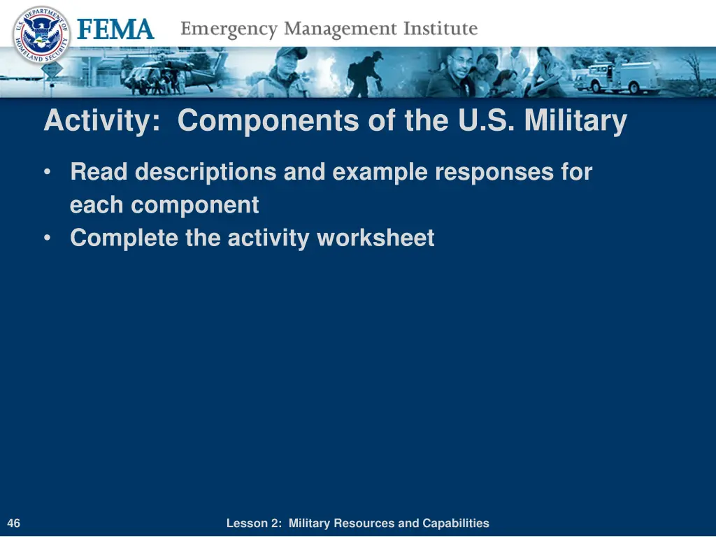 activity components of the u s military