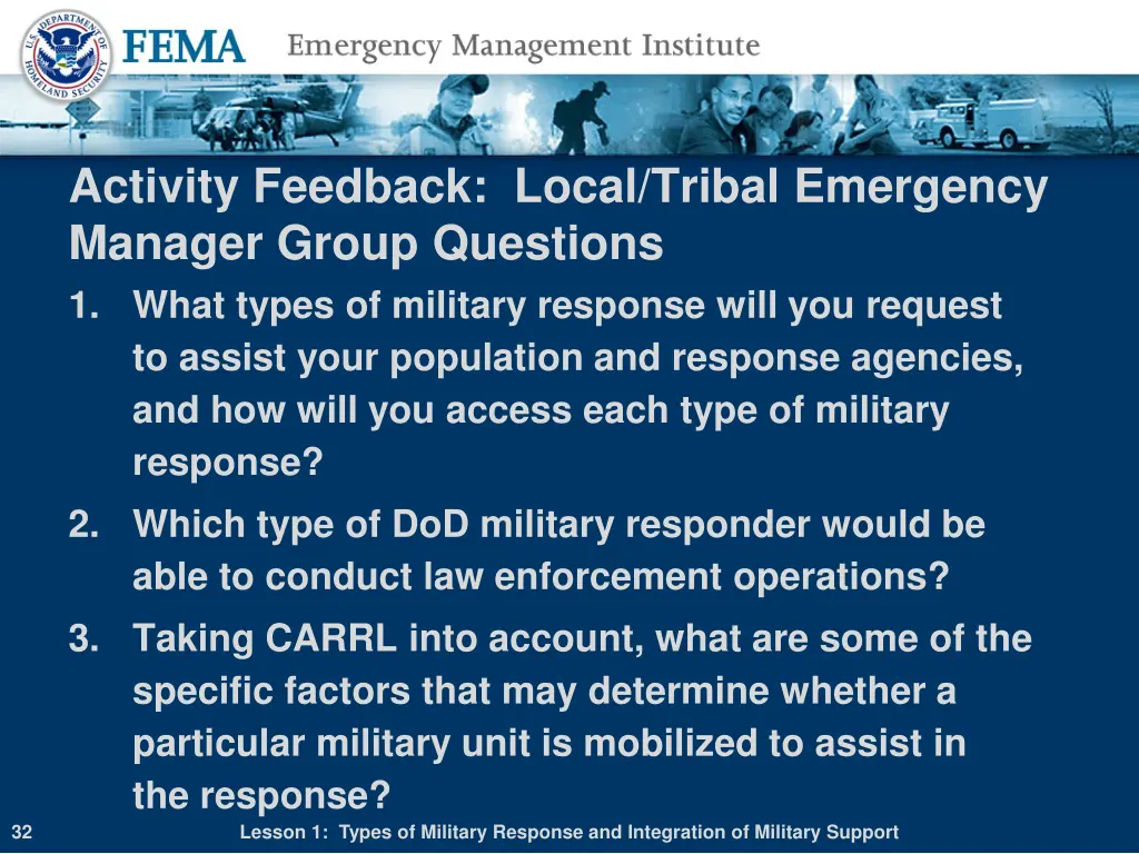 activity feedback local tribal emergency manager