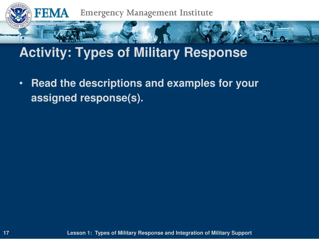 activity types of military response