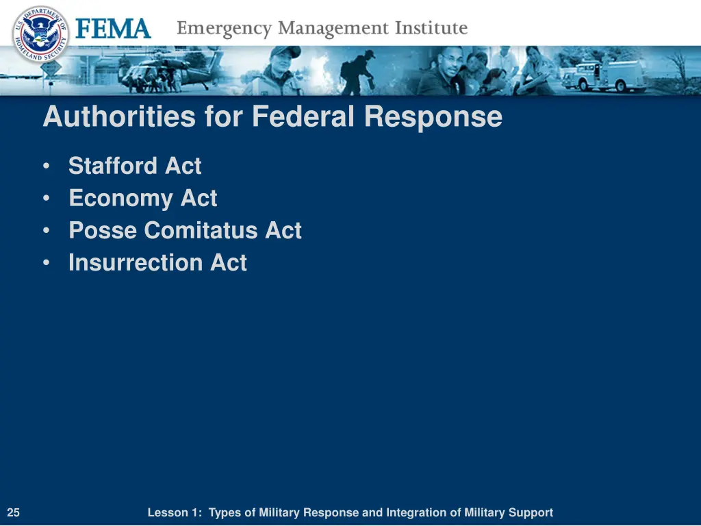 authorities for federal response