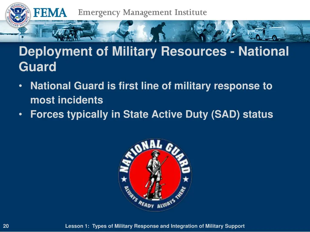 deployment of military resources national guard