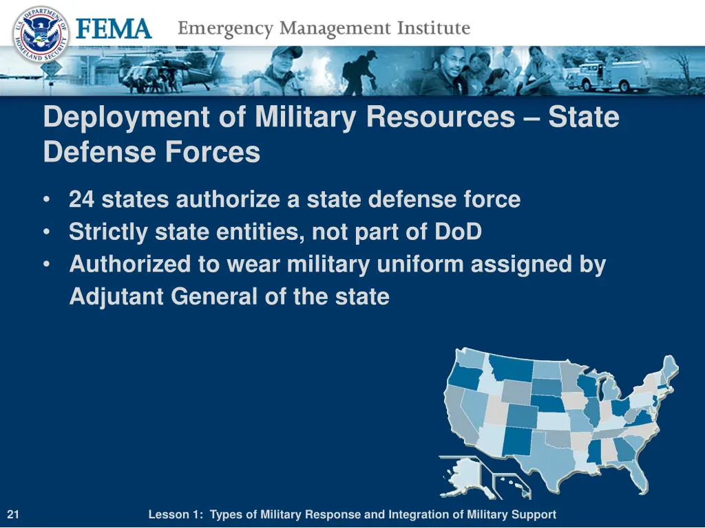 deployment of military resources state defense