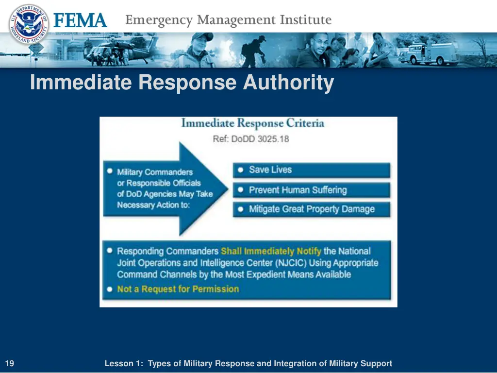 immediate response authority