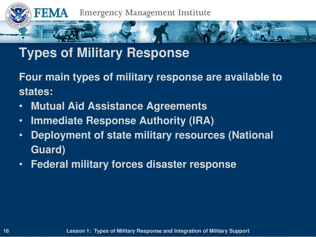 types of military response