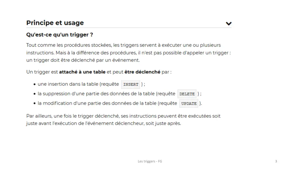 les triggers fg 1