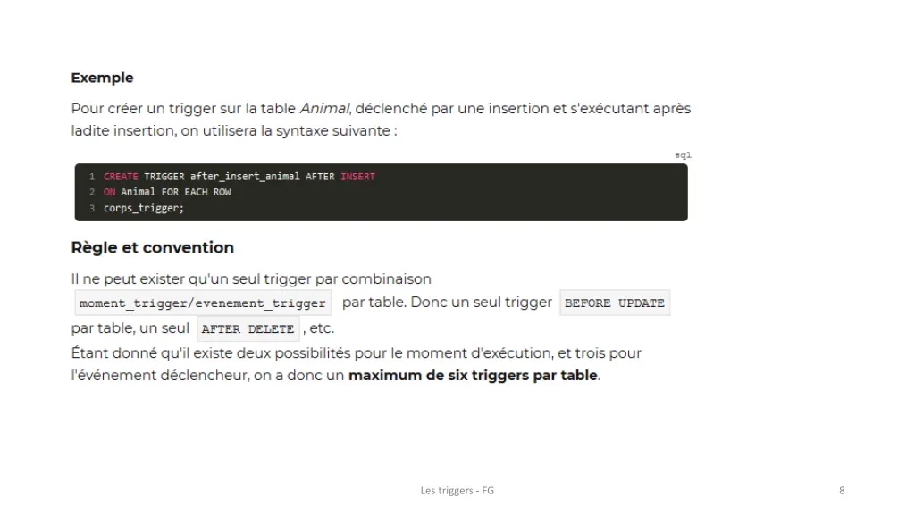 les triggers fg 6