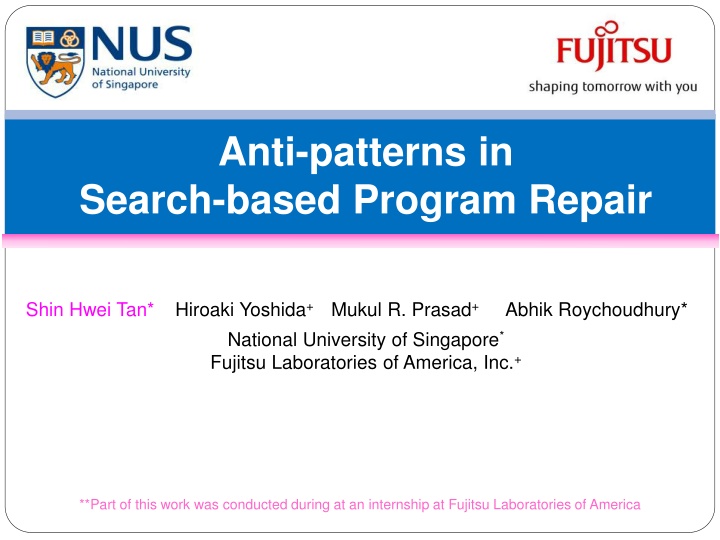 anti patterns in search based program repair