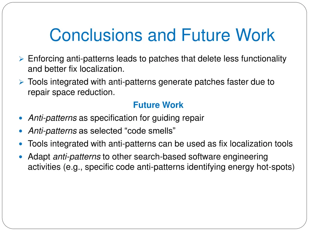 conclusions and future work