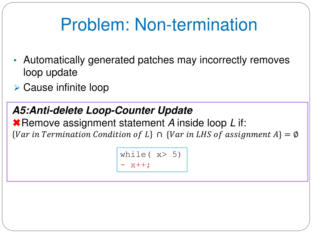 problem non termination