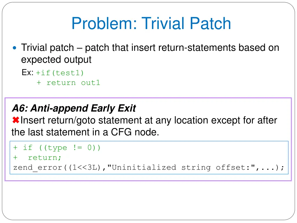 problem trivial patch