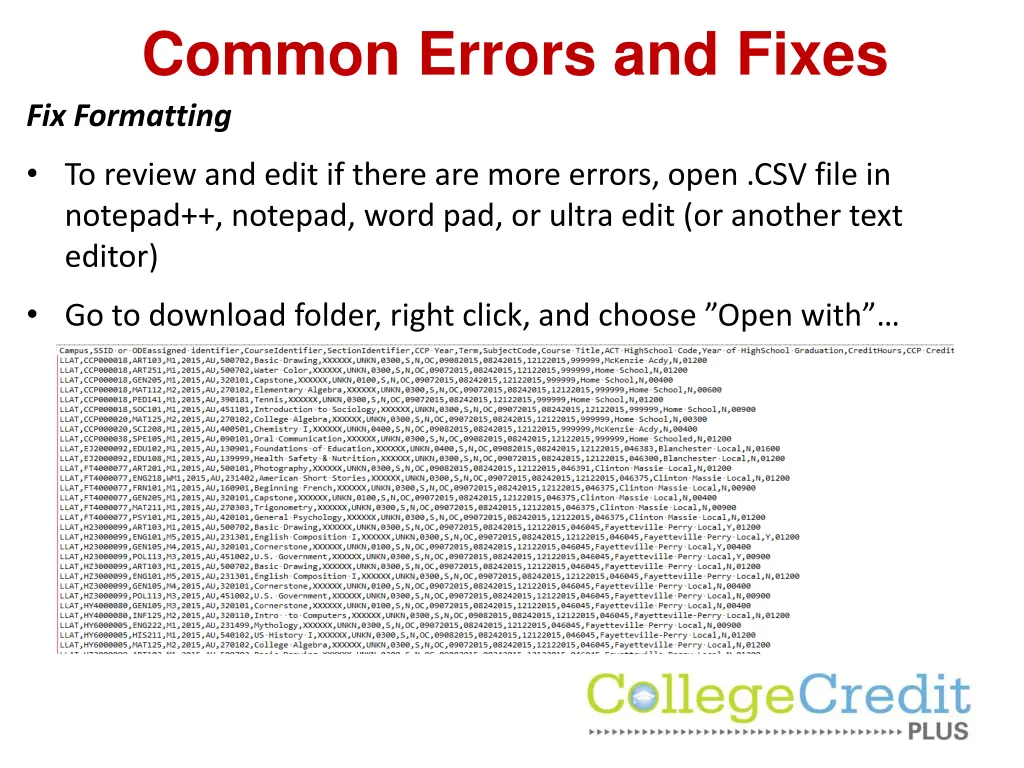 common errors and fixes fix formatting