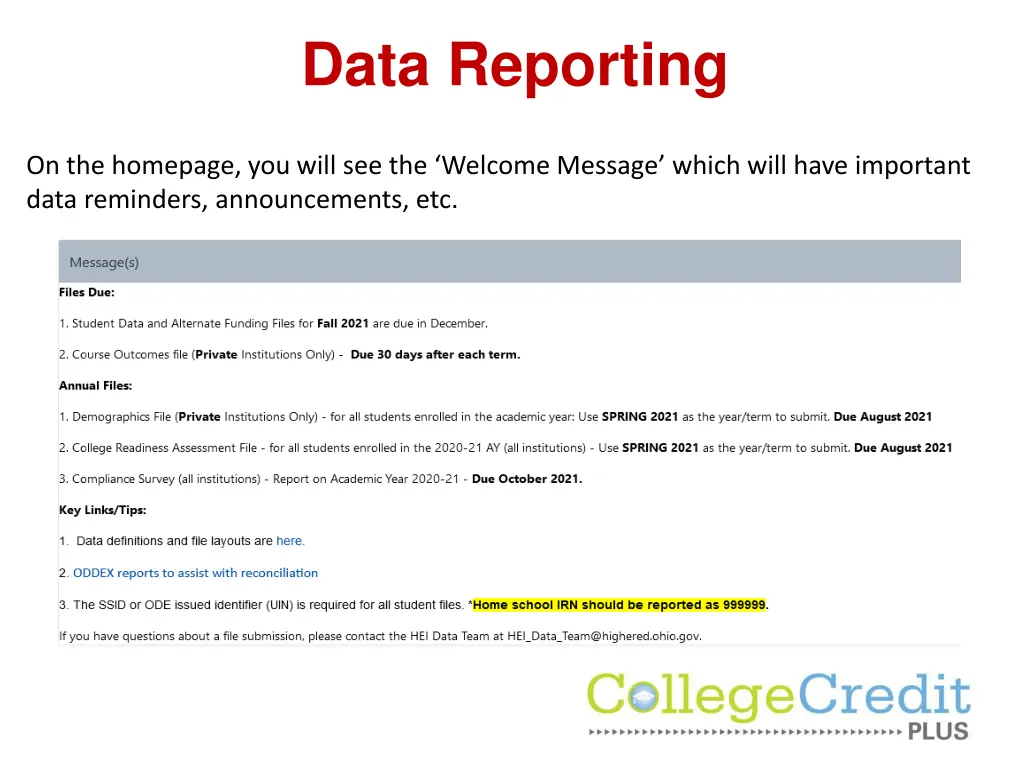 data reporting